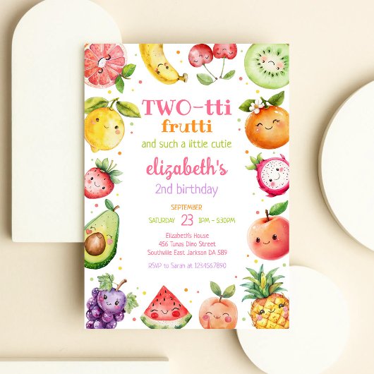 Two-tti Frutti Fruit Kids 2nd Birthday Invitation 招待状