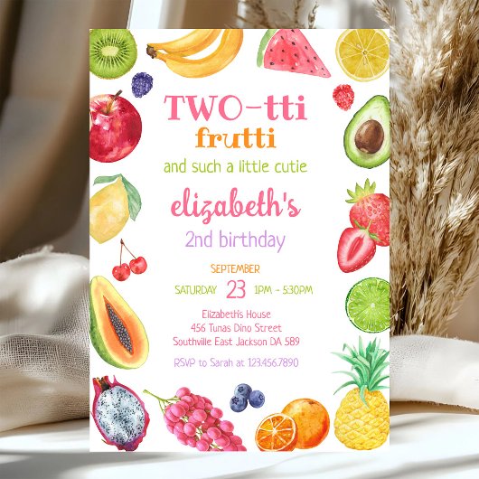 Two-tti Frutti Fruit Kids 2nd Birthday Invitation 招待状