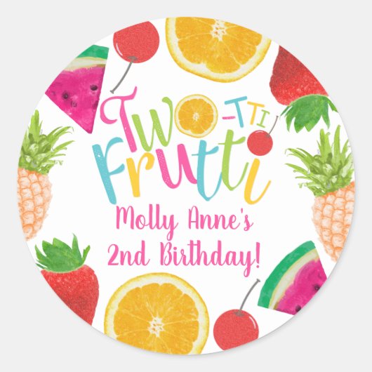 TWO-tti Frutti Frutti Girl 2nd Birthday ラウンドシール (正面)