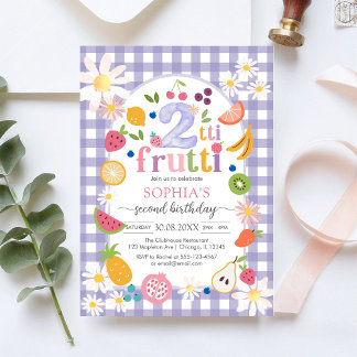 Two-tti Frutti Twotti Fruit Tropical 2nd Birthday  招待状