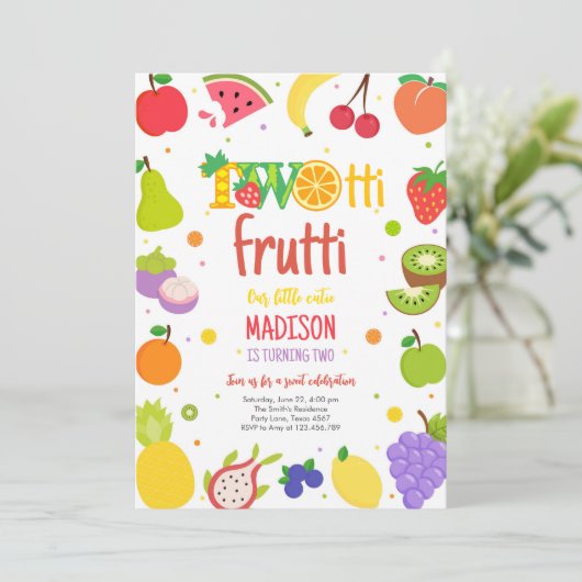 Two-tti Frutti Twotti Fruit Tropical 2nd Birthday 招待状 (スタンド正面)