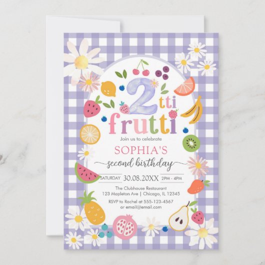 Two-tti Frutti Twotti Fruit Tropical 2nd Birthday  招待状 (正面)
