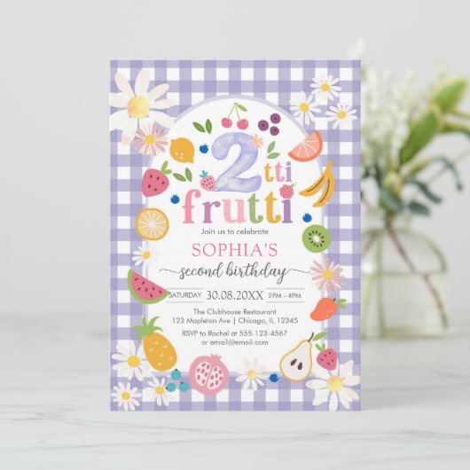 Two-tti Frutti Twotti Fruit Tropical 2nd Birthday  招待状 (スタンド正面)