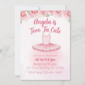 Two Tu Cute, Ballerina 2nd Birthday 招待状 (正面)