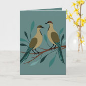 Two Turtle Doves Cut-Out Stencil Retro Style 3 カード (黄色い花)