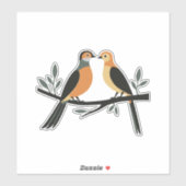 Two Turtle Doves Cut-Out Stencil Retro Style 4 シール (シート)