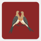 Two Turtle Doves Cut-Out Stencil Retro Style 5 スクエアシール (正面)
