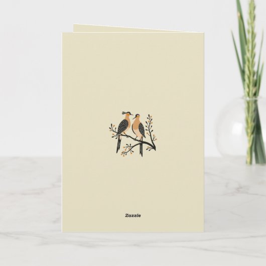 Two Turtle Doves Cut-Out Stencil Retro Style 7 カード (裏面)