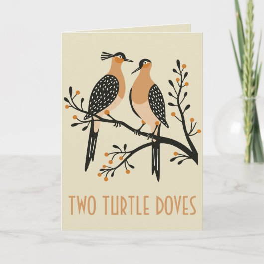 Two Turtle Doves Cut-Out Stencil Retro Style 7 カード (正面)