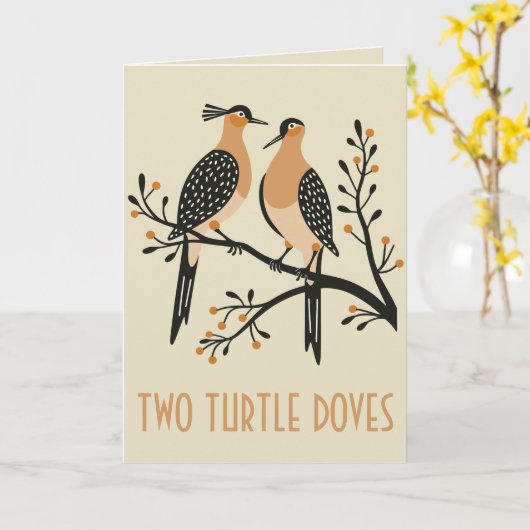 Two Turtle Doves Cut-Out Stencil Retro Style 7 カード (黄色い花)