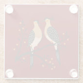 Two Turtle Doves Cut-Out Stencil Retro Style 7 ガラスコースター (裏面)