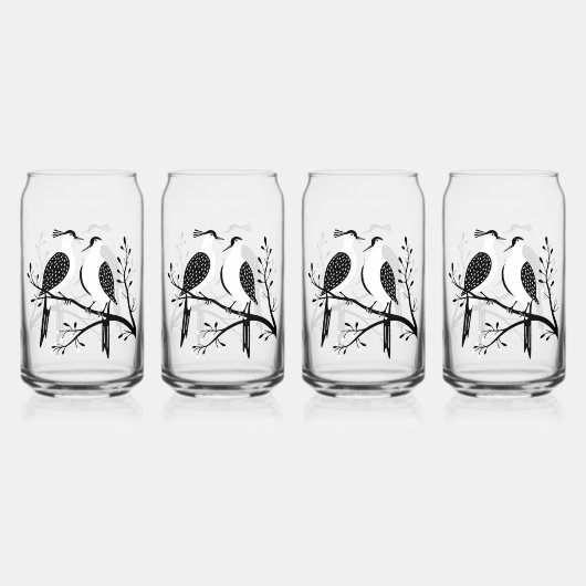 Two Turtle Doves Cut-Out Stencil Retro Style 7 ガラス缶 (裏面)