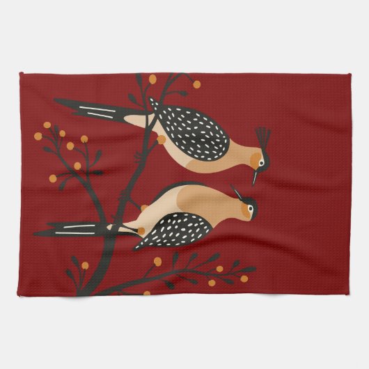 Two Turtle Doves Cut-Out Stencil Retro Style 7 キッチンタオル (横)