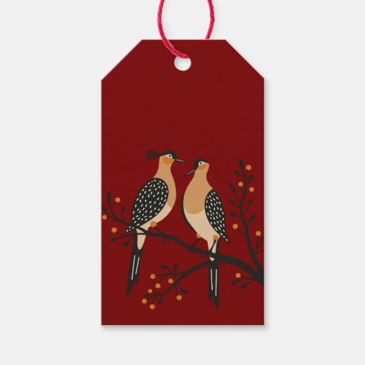 Two Turtle Doves Cut-Out Stencil Retro Style 7 ギフトタグ (正面)