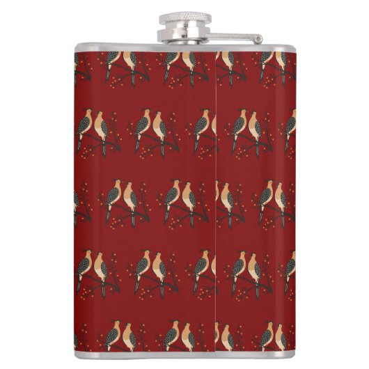 Two Turtle Doves Cut-Out Stencil Retro Style 7 フラスク (裏面)