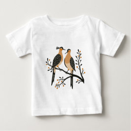 Two Turtle Doves Cut-Out Stencil Retro Style 7 ベビーTシャツ