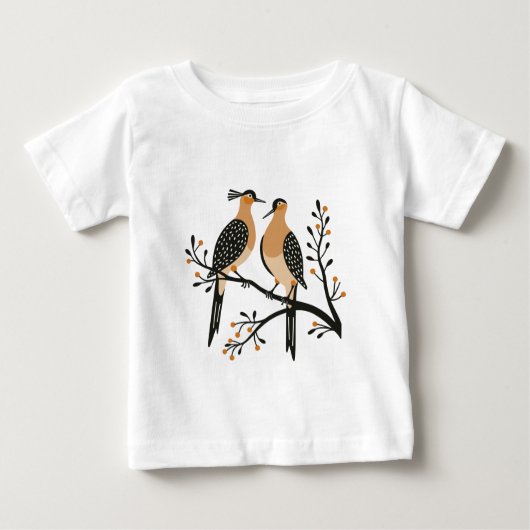 Two Turtle Doves Cut-Out Stencil Retro Style 7 ベビーTシャツ (正面)