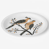 Two Turtle Doves Cut-Out Stencil Retro Style 7 ペーパープレート (アングル)