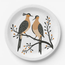 Two Turtle Doves Cut-Out Stencil Retro Style 7 ペーパープレート