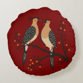 Two Turtle Doves Cut-Out Stencil Retro Style 7 ラウンドクッション (裏面)