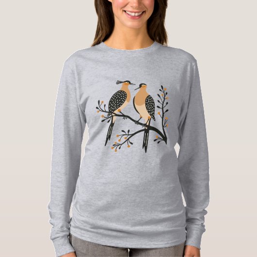 Two Turtle Doves Cut-Out Stencil Retro Style 7 Tシャツ (正面)