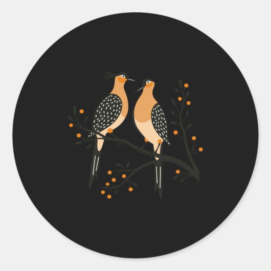 Two Turtle Doves Cut Out Stencil Retro Style 7 T S ラウンドシール (正面)