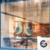 Two Turtle Doves Cut-Out Stencil Retro Style 8 ウィンドウサイン (カフェ窓)