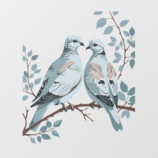 Two Turtle Doves Cut-Out Stencil-Style ウィンドウサイン (シート)