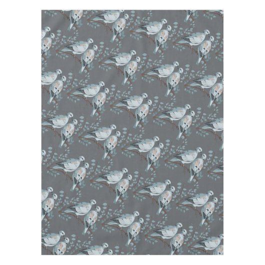 Two Turtle Doves Cut-Out Stencil-Style テーブルクロス (正面)