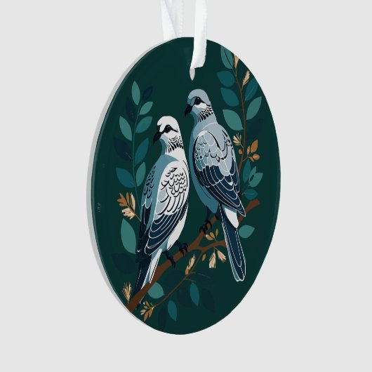 Two Turtle Doves Cut-Out Stencil-Style 2 オーナメント (正面)