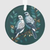 Two Turtle Doves Cut-Out Stencil-Style 2 オーナメント (裏面)