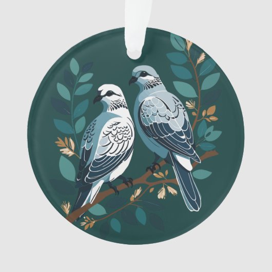 Two Turtle Doves Cut-Out Stencil-Style 2 オーナメント (正面)