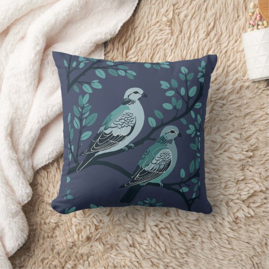 Two Turtle Doves Cut-Out Stencil-Style 3 クッション (ブランケット)