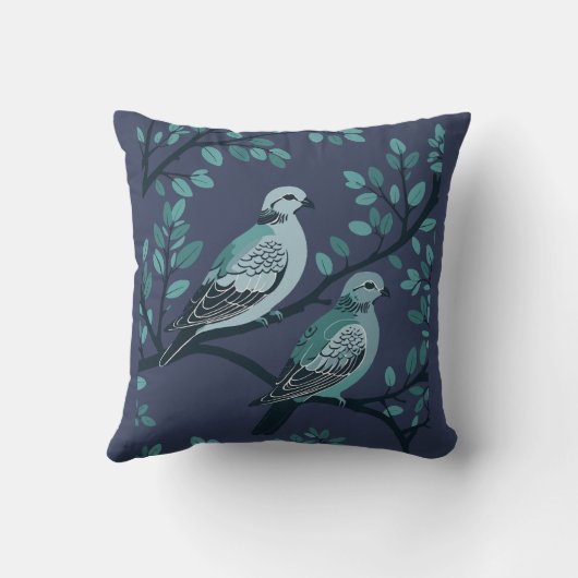 Two Turtle Doves Cut-Out Stencil-Style 3 クッション (裏面)
