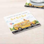 Two Two Two School Bus スクエアペーパーコースター (アングル)