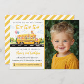 Two Two Two School Bus 2nd Birthday Invitation 招待状 (正面/裏面)
