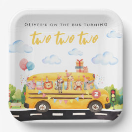 Two Two Two School Bus Square Paper Plate ペーパープレート