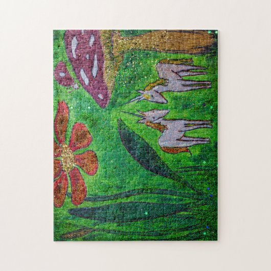 Two Unicorns under a Mushroom ジグソーパズル (縦)