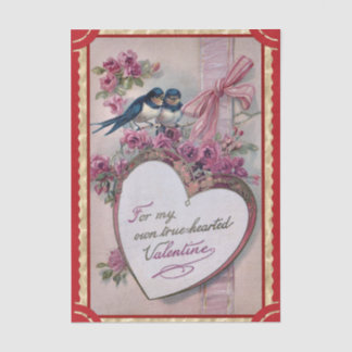 Two Valentine Lovebirds with Purple Roses, Ribbon 薄葉紙