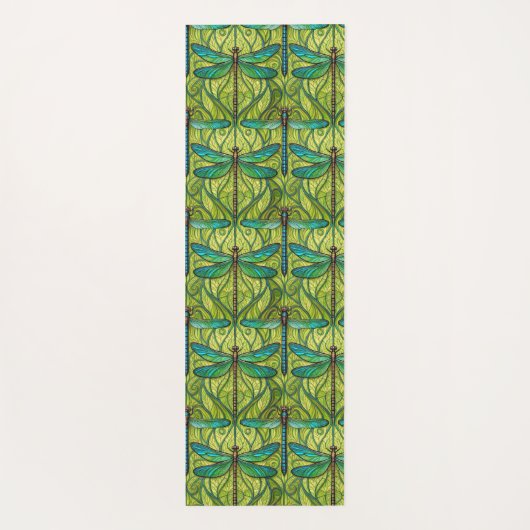 Two views of a green and yellow patterned tile  ヨガマット (裏面)