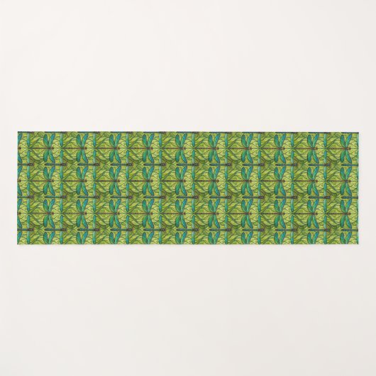Two views of a green and yellow patterned tile  ヨガマット (正面(横))