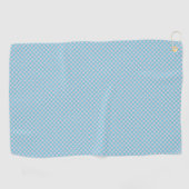 Two views of a light blue towel with a pattern  ゴルフタオル (横)