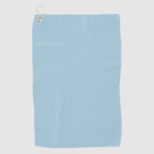 Two views of a light blue towel with a pattern  ゴルフタオル (正面)
