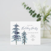 Two Watercolor Winter Pine Trees Invitation 招待状 (スタンド正面)