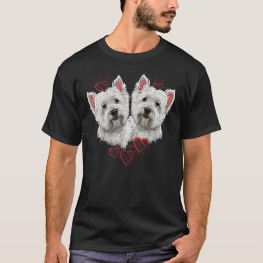 Two West Highland White Terrier Valentines Day Cou Tシャツ (正面)