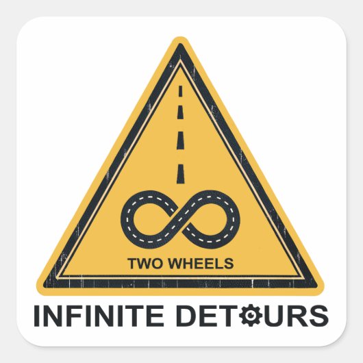 Two Wheels Infinite Detours Cycling スクエアシール (正面)