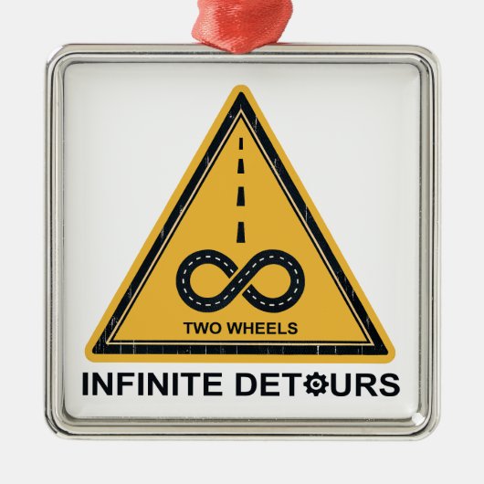 Two Wheels Infinite Detours Cycling メタルオーナメント (正面)
