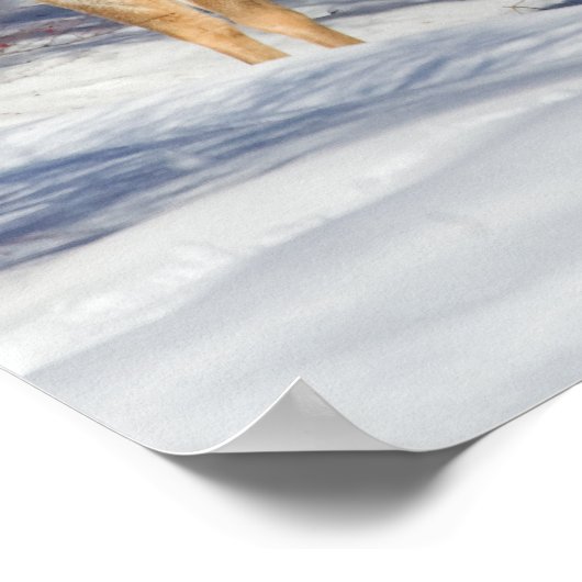 Two White-tailed Deer in Winter ポスター (角)