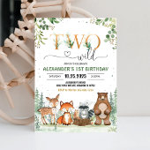 Two Wild ウッドランド 2歳の誕生日招待状 招待状