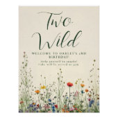 Two Wild バースデー - ボヘミアン風クリーム色のワイルドフラワーポスター ポスター (正面)